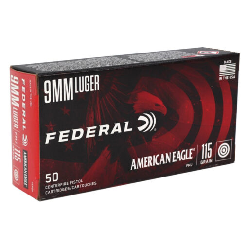 1000 Rounds of 9mm Ammo by Federal American Eagle - 115gr FMJ