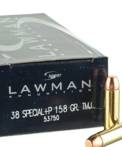 50 Rounds of .38 Spl +P Ammo by Speer Lawman - 158gr TMJ