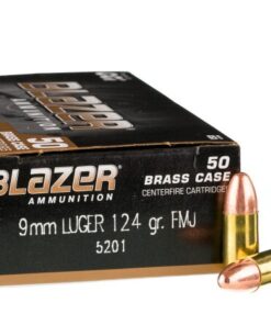50 Rounds of 9mm Ammo by Blazer Brass - 124gr FMJ
