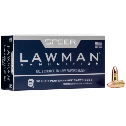 1000 Rounds of 9mm Ammo by Speer Lawman - 115gr TMJ