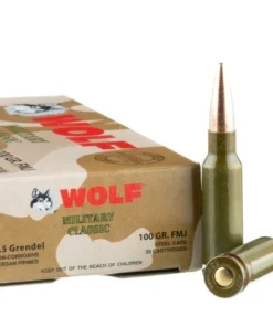 500 Rounds of 6.5mm Grendel Ammo by Wolf Military Classic - 100 gr FMJ