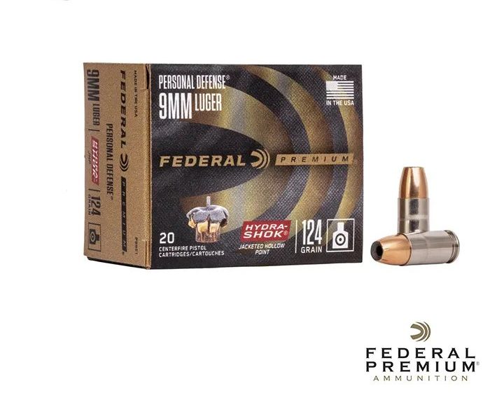 Federal Personal Defense Hydra-Shok 9mm 124gr. JHP 20rds